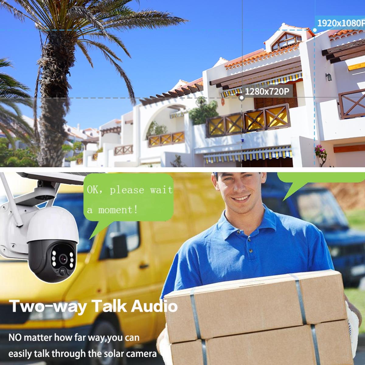 Full Hd Solar Wifi Camera With Pir Alarm & Night Vision - 2-Way Audio Tf Card Slot Battery Not Included-1915197885264302086