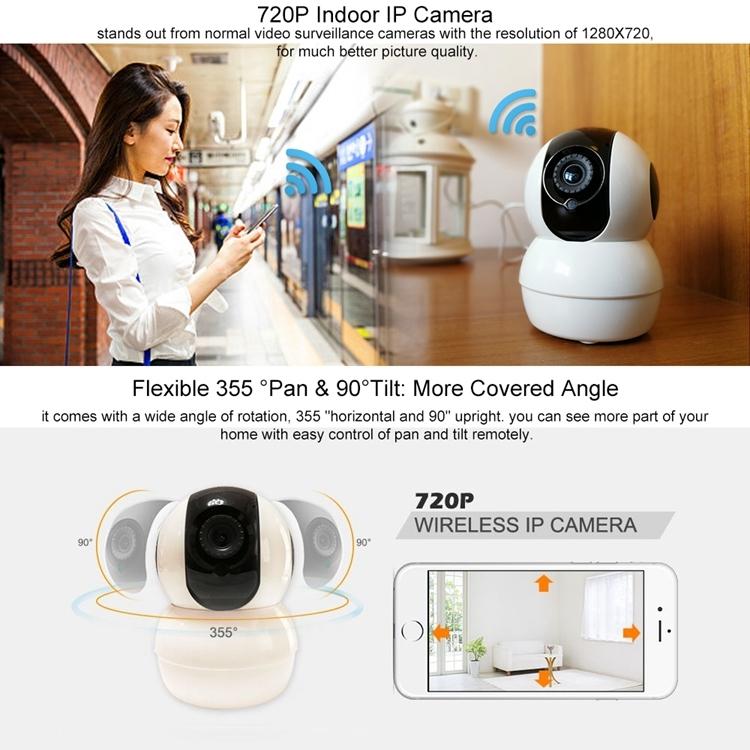 Wireless Ip Camera With Motion Detection & Night Vision - 720P Hd 32Gb Sd Card White-1915196619758899204