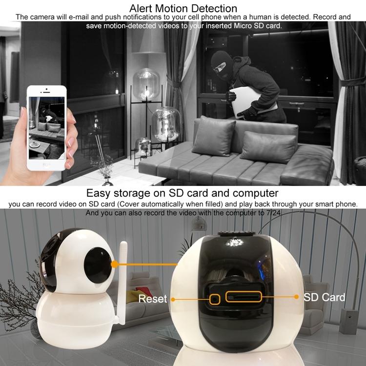 Wireless Ip Camera With Motion Detection & Night Vision - 720P Hd 32Gb Sd Card White-1915196619758899205