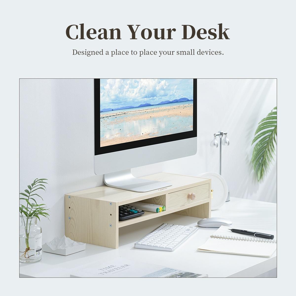 Natural Wood Monitor Stand - Holds Computer Screen-1915196985112137737