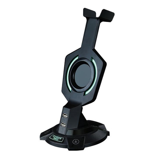 Integrated Mecha-Shaped Headset Holder With Dual Usb Ports And Computer Switch - Luminous-1915198030768902145