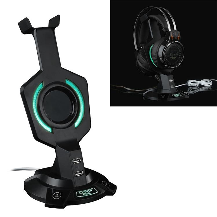 Integrated Mecha-Shaped Headset Holder With Dual Usb Ports And Computer Switch - Luminous-1915198030768902149