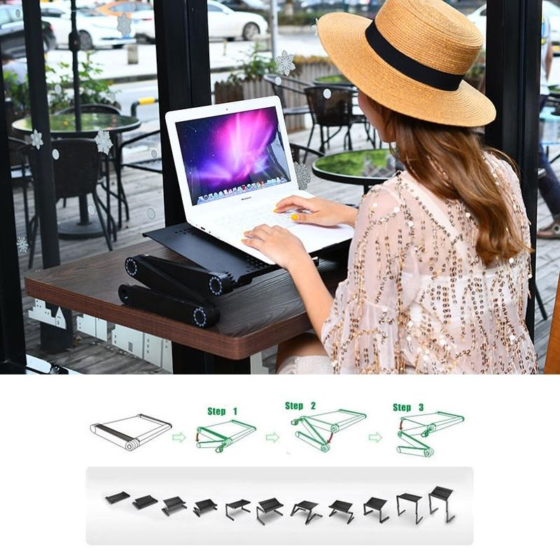Adjustable Foldable Laptop Stand - 360 Degree Portable Aluminum Desk Holder-1915196705620496389
