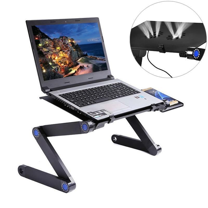 Adjustable Laptop Stand With Fans & Mouse Pad - Portable & Foldable-1915196722582261767