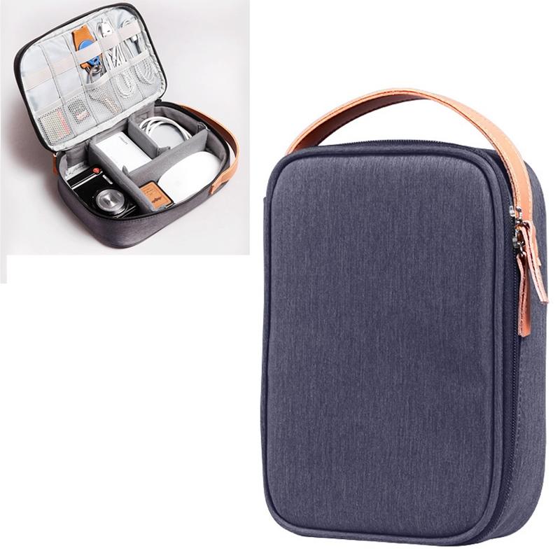 Portable Multi-Function Headphone Charger Data Cable Storage Bag - Ultra Fiber Power Pack - Blue L-1915196571146915840