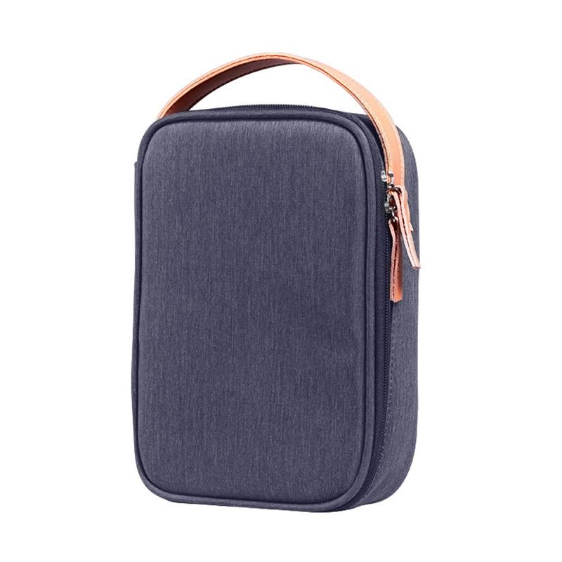 Portable Multi-Function Headphone Charger Data Cable Storage Bag - Ultra Fiber Power Pack - Blue L-1915196571146915841