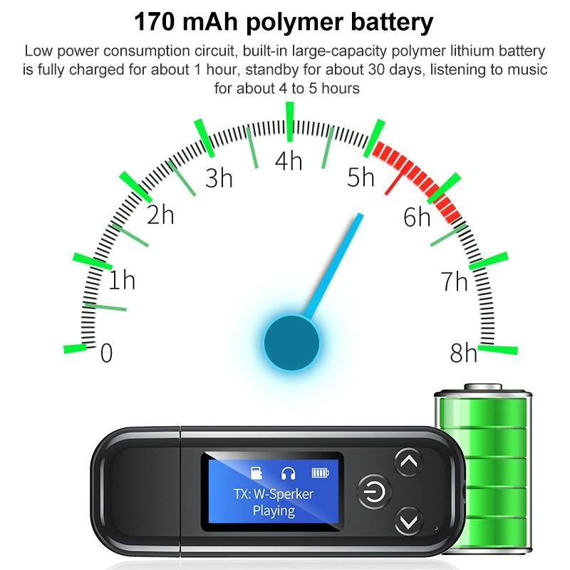 2-In-1 Usb Car Bluetooth 5.0 Audio Adapter With Lcd Screen-1915197639671025666