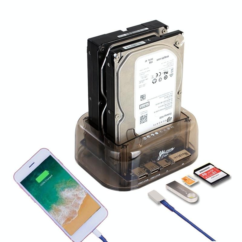 Usb3.0 Dual Sata Hdd Enclosure With Hub & Otb - 2.5 / 3.5 Inch-1915197088568840192