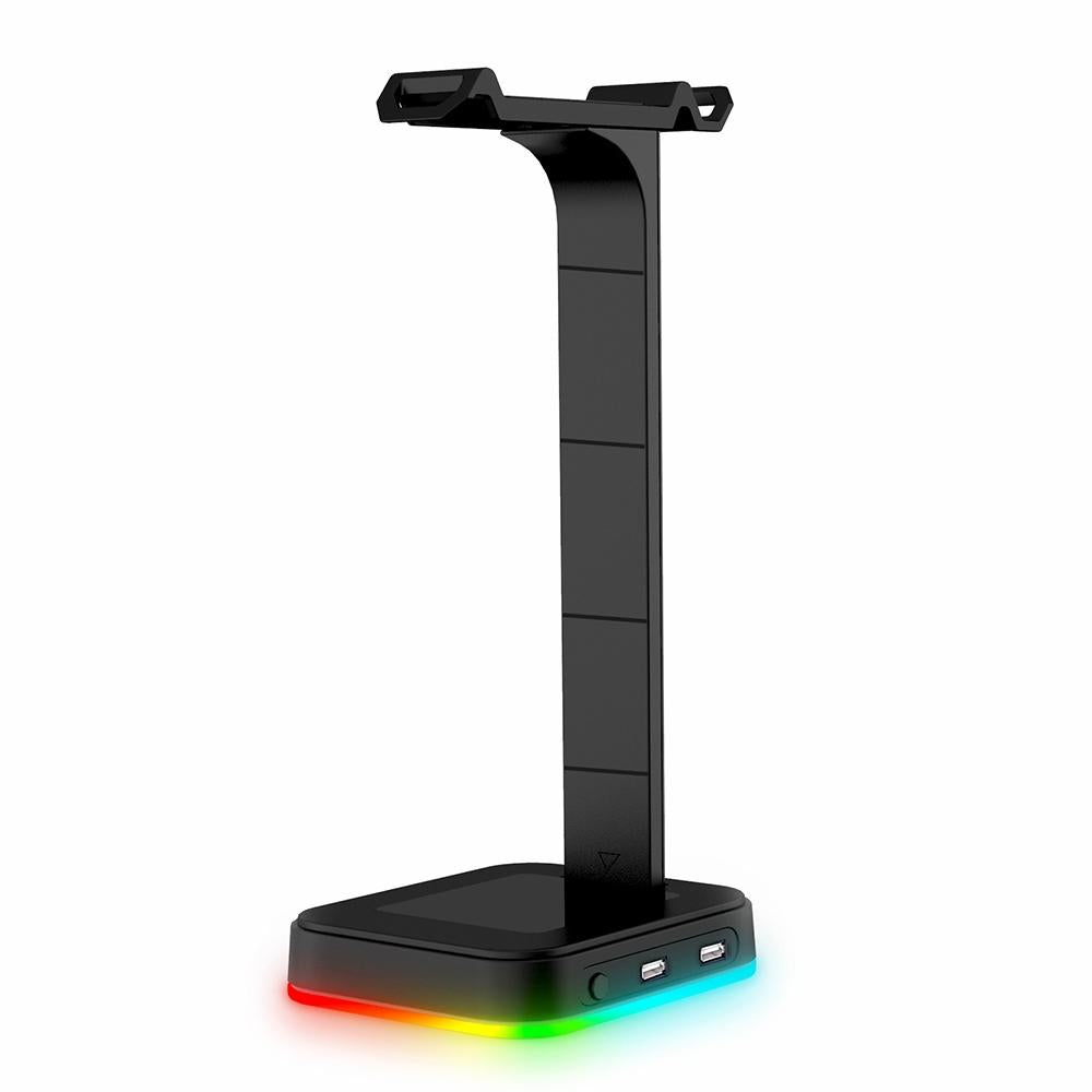 Rgb Gaming Headset Stand With Dual Usb - Black-1915196703061970950