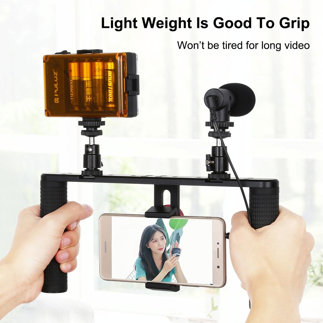 4-In-1 Vlogging Kit With Led Light Microphone Tripod And Stabilizer-1915197545747976196