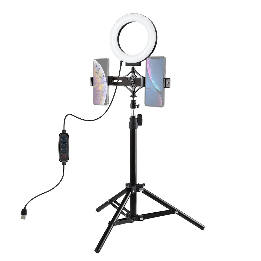 Live Broadcast Dual Phone Bracket With 70Cm Tripod & 6.2 Inch 16Cm Led Ring Light Kit-1915197212493746177