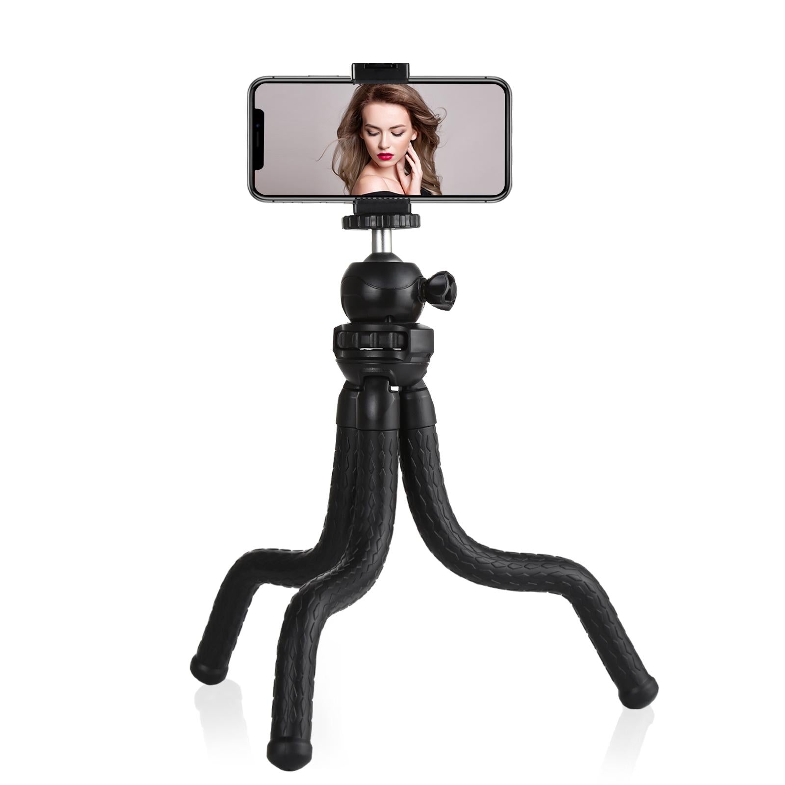Flexible Mini Octopus Tripod With Ball Head And Phone Clamp For Slr Cameras Gopro And Cellphones-1915197900430905345