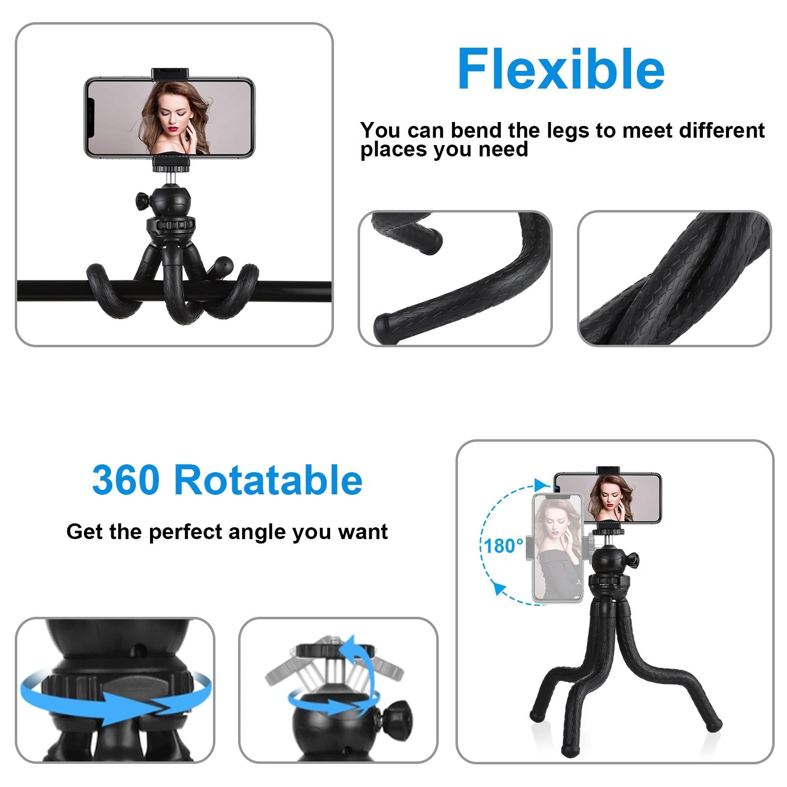 Flexible Mini Octopus Tripod With Ball Head And Phone Clamp For Slr Cameras Gopro And Cellphones-1915197900430905348