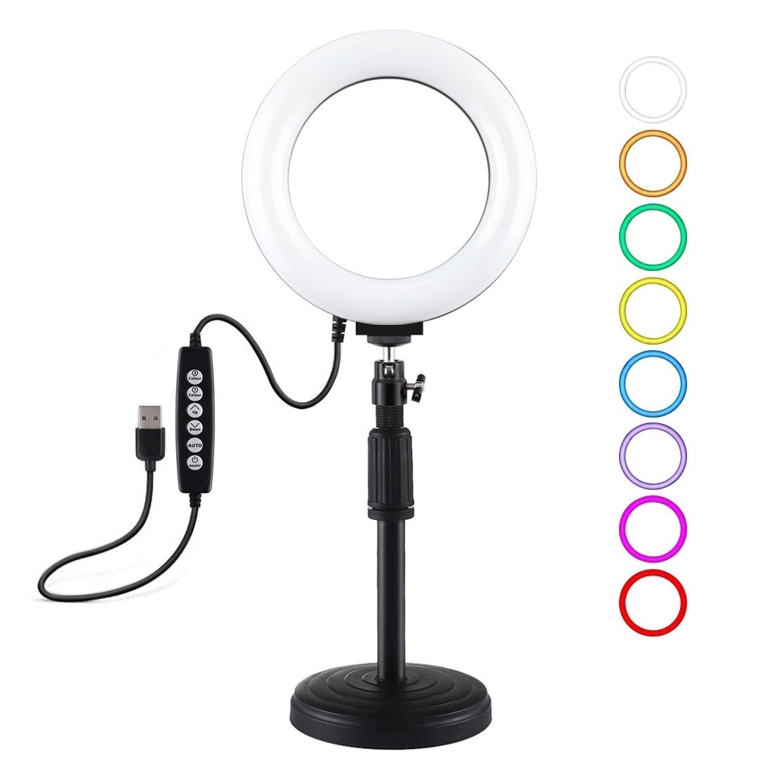 Usb 10 Modes 8 Colour Led Ring Light With Tripod Mount - 6.2 Inch Diameter-1915196798155231232