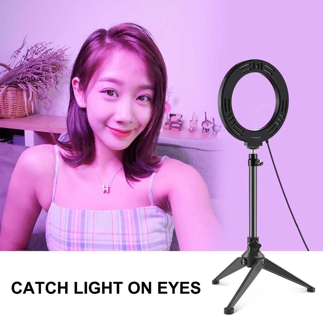 6.2 Usb Led Ring Light With 10 Modes & Desktop Tripod Mount - Black-1915196489039220745