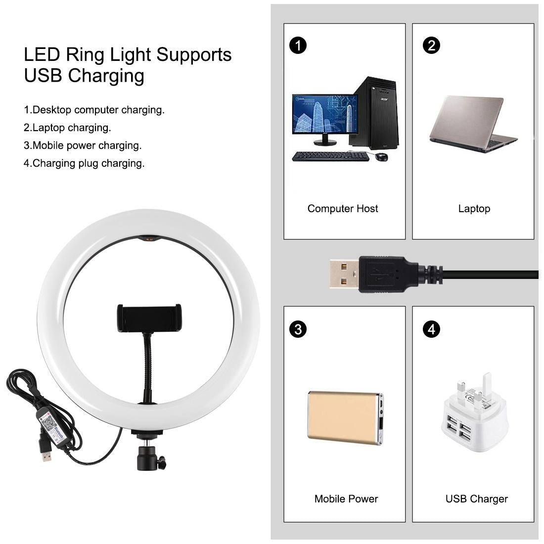 10.2 Rgbw Led Ring Light Kit With Tripod Remote And Phone Clamp-1915196703506567176