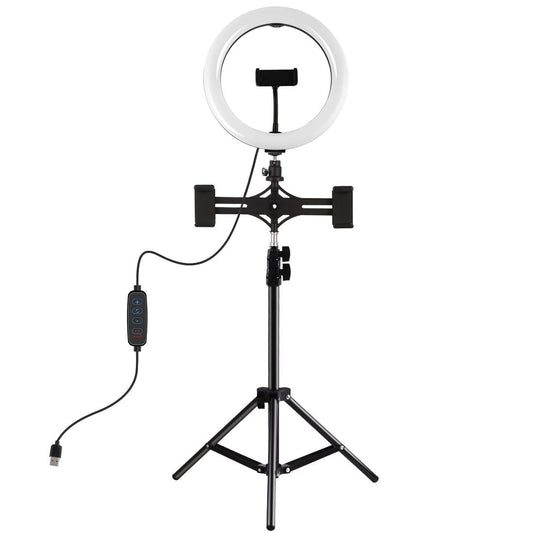 Horizontal Dual Phone Brackets With Tripod Mount & Led Ring Light Kit For Vlogging And Live Broadcasts-1915196737321046017