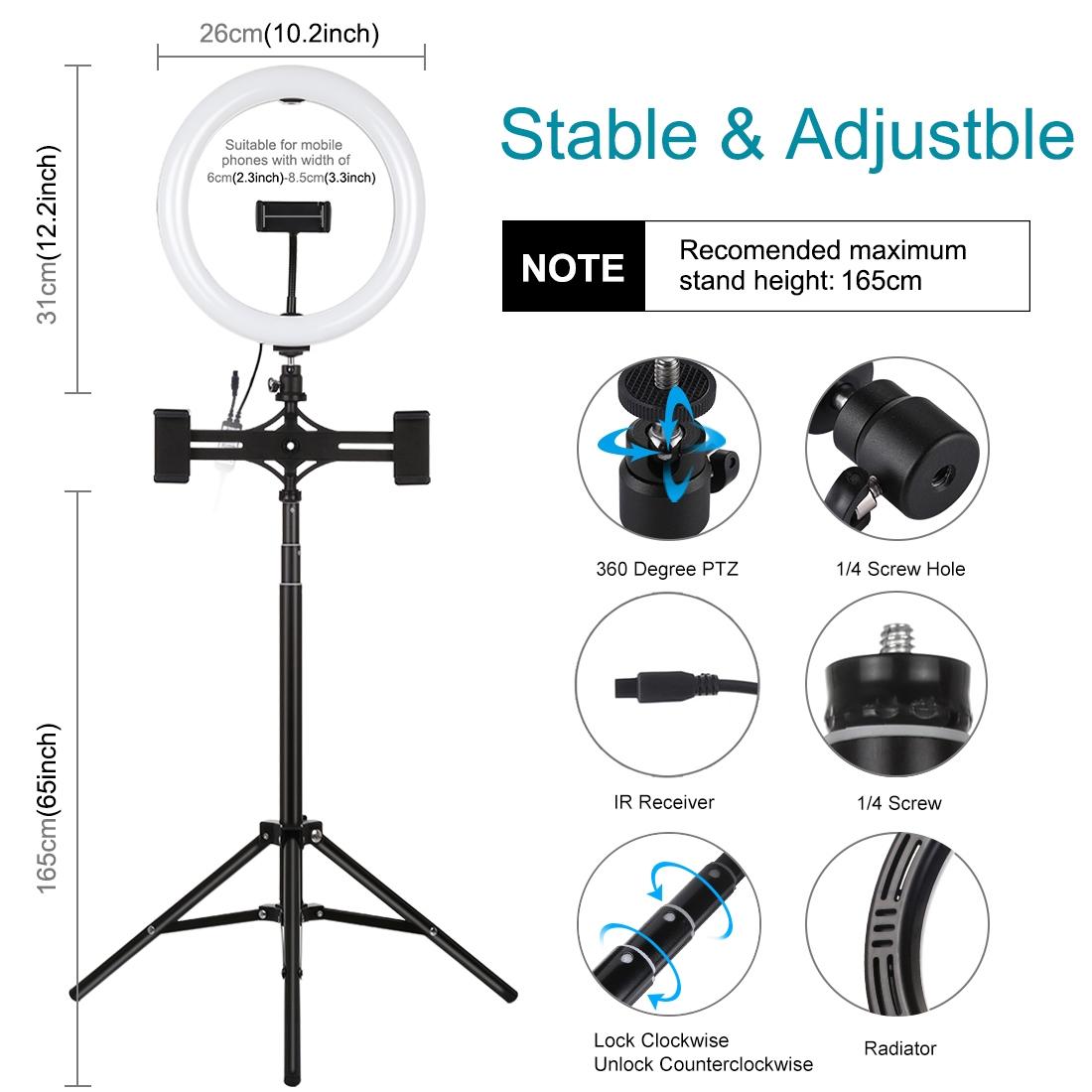 10.2 Rgbw Led Ring Light Kit With Tripod And Phone Mount-1915196769336168455