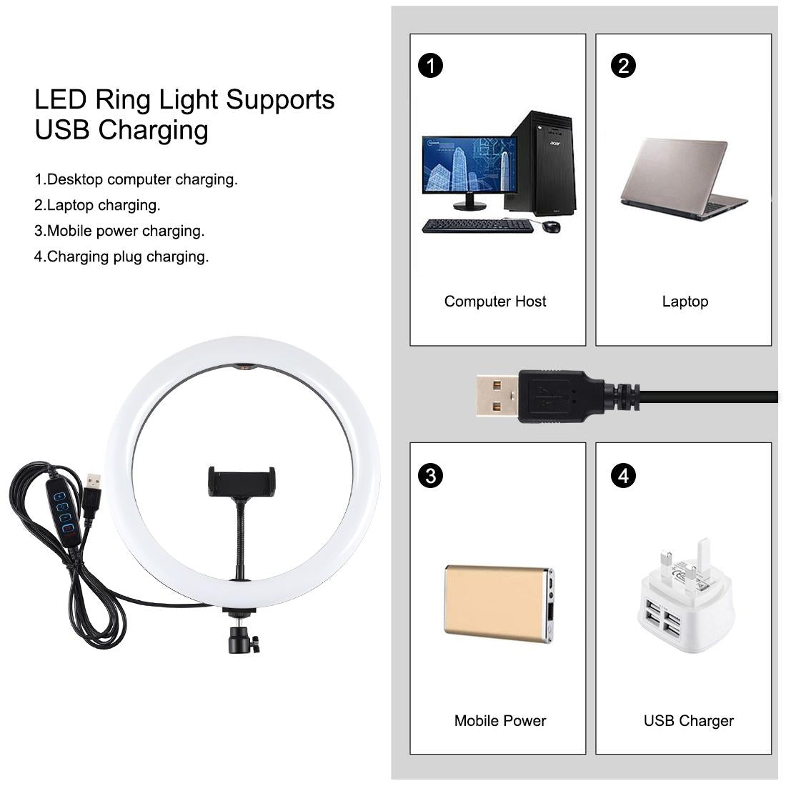 11.8 Led Ring Light With Tripod And Phone Clamp - 3 Modes Dual Colour Temperature Dimmable - Black-1915196705314312197