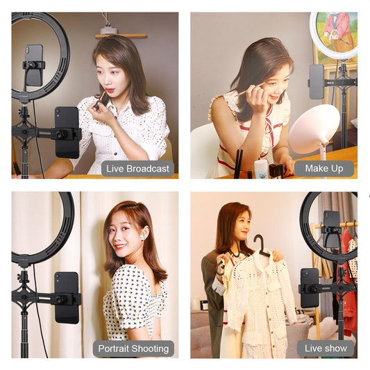 11.8 Led Ring Light Kit With Tripod & Dual Phone Bracket - 3 Modes Dual Colour Temperature Usb Live Broadcast - Black-1915196721982476290