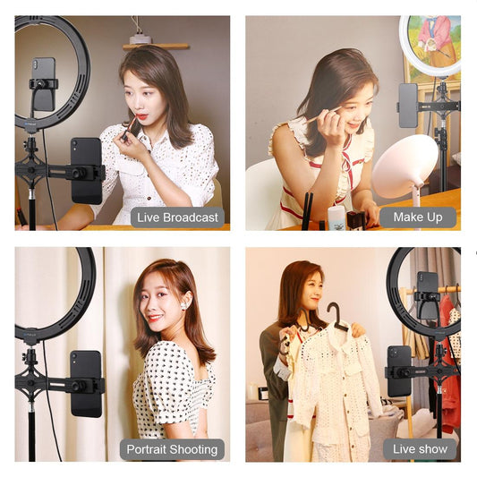 11.8 Led Ring Light With Tripod & Dual Phone Brackets - Usb 3 Modes Dual Colour Temperature - Vlogging & Live Broadcast Kit-1915196755700486146