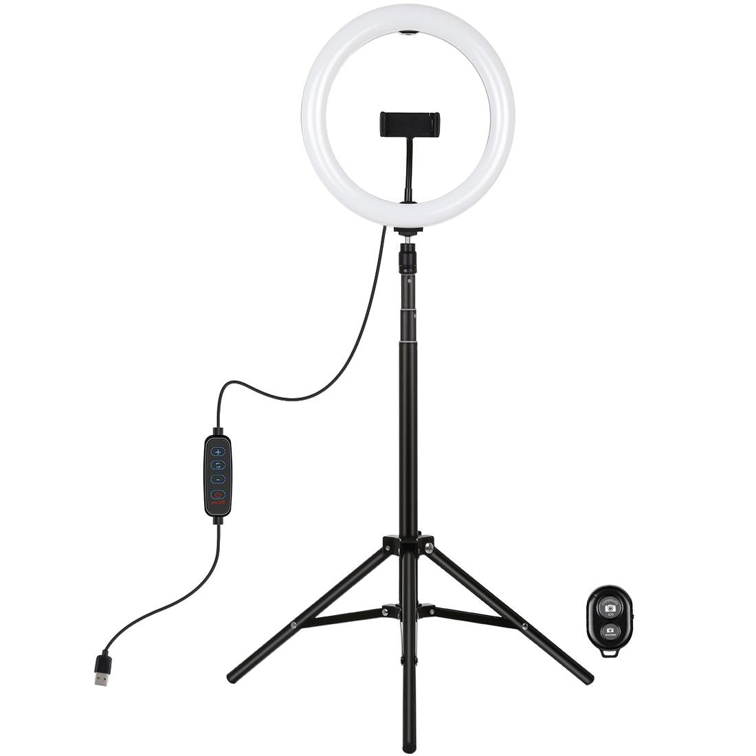 10.2 26Cm Ring Light Kit With Tripod Usb 3 Modes Dual Colour Phone Clamp Remote - Black-1915196770636402689