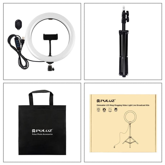 10.2 Ring Light With Tripod Usb 3 Modes Dual Colour Diffuse Light Phone Clamp with Remote - Black-1915196507351552002