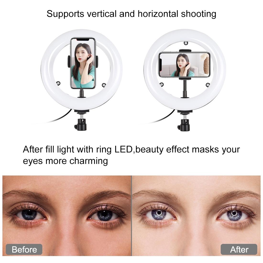 7.9 Dual-Colour Led Ring Light With Desktop Mount And Phone Clamp-1915196509482258441