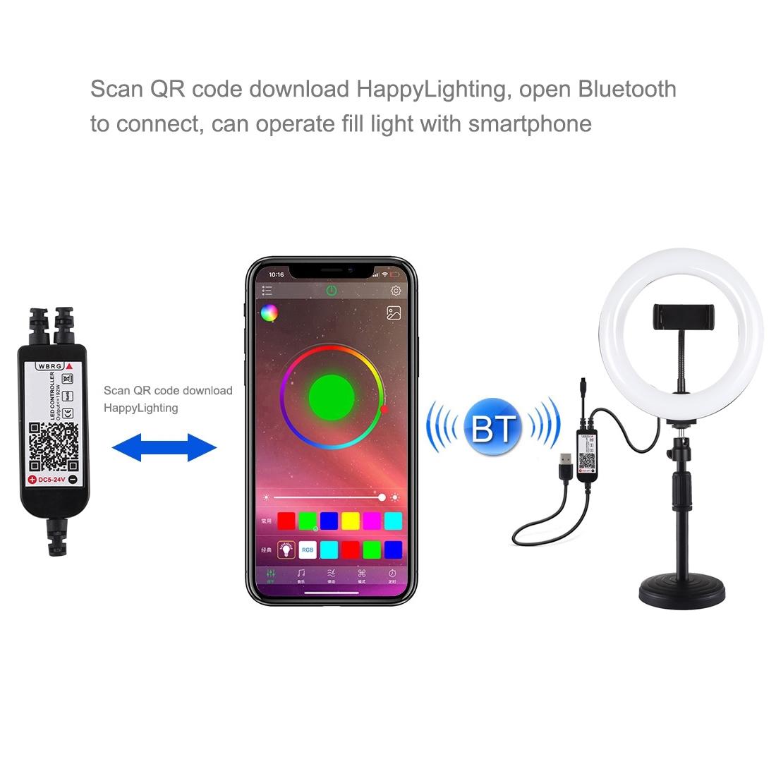 7.9 Rgbw Led Ring Light With Dual Colour Temperature And Phone Clamp-1915196683264856073