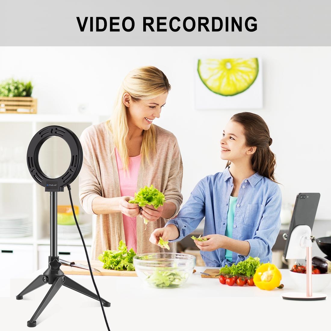 12Cm Ring Light & Desktop Tripod Selfie Stick Mount With Usb Led Ring Selfie Beauty Vlogging Photography Video Lights Kit In Black-1915196759039152134
