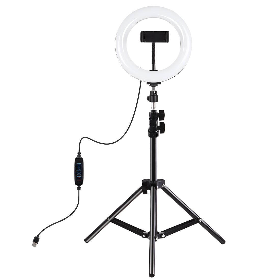 7.9 Led Ring Light With Tripod And Phone Clamp - 3 Modes Dual Colour Temperature Dimmable - Black-1915196787849826305