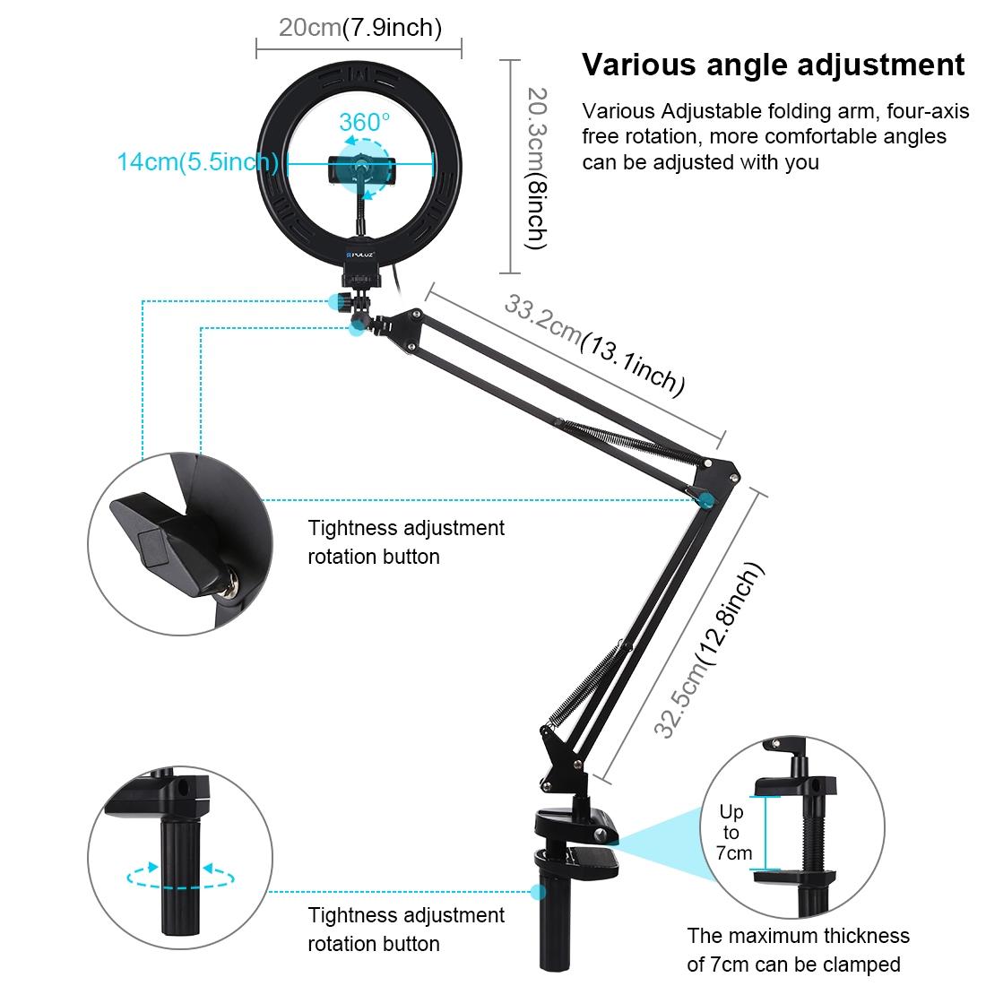 7.9 Ring Light With Usb 3 Modes Dual Colour Phone Clamp-1915196510862184454