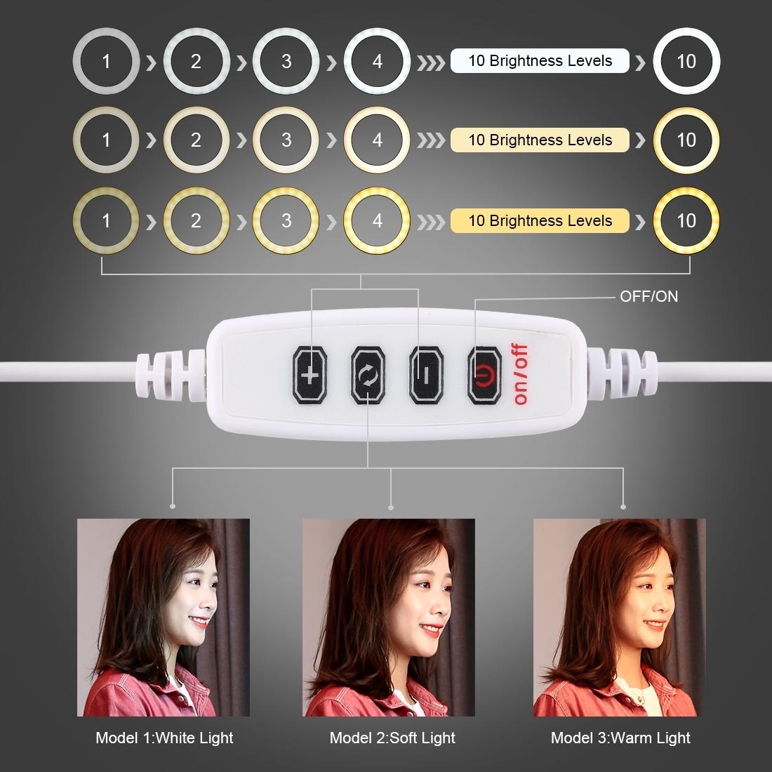 6.2 Led Ring Light With Usb 3 Modes Dimmable Cold Shoe Tripod Mount - Pink-1915196538020302853