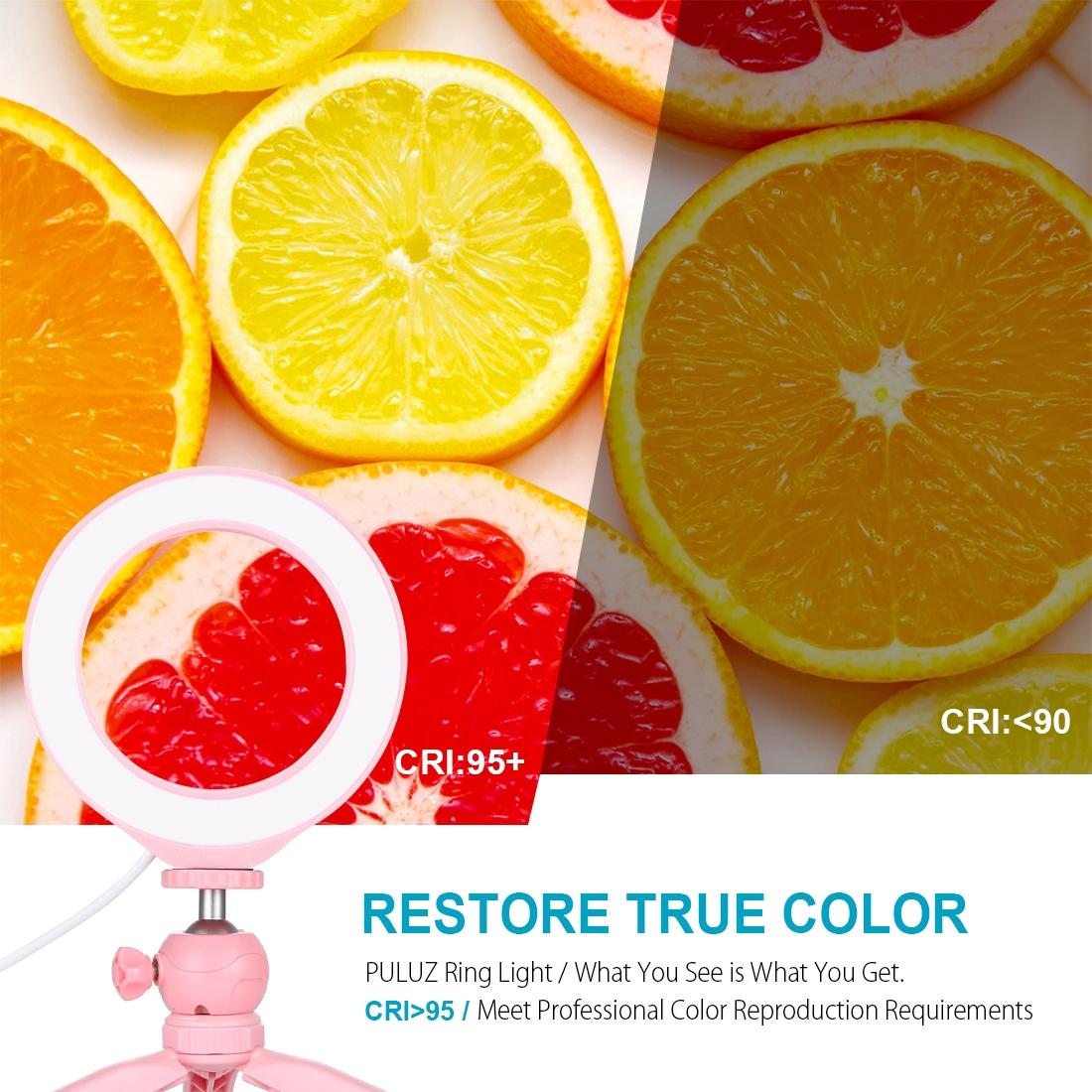 6.2 Led Ring Light With Usb 3 Modes Dimmable Cold Shoe Tripod Mount - Pink-1915196538020302856