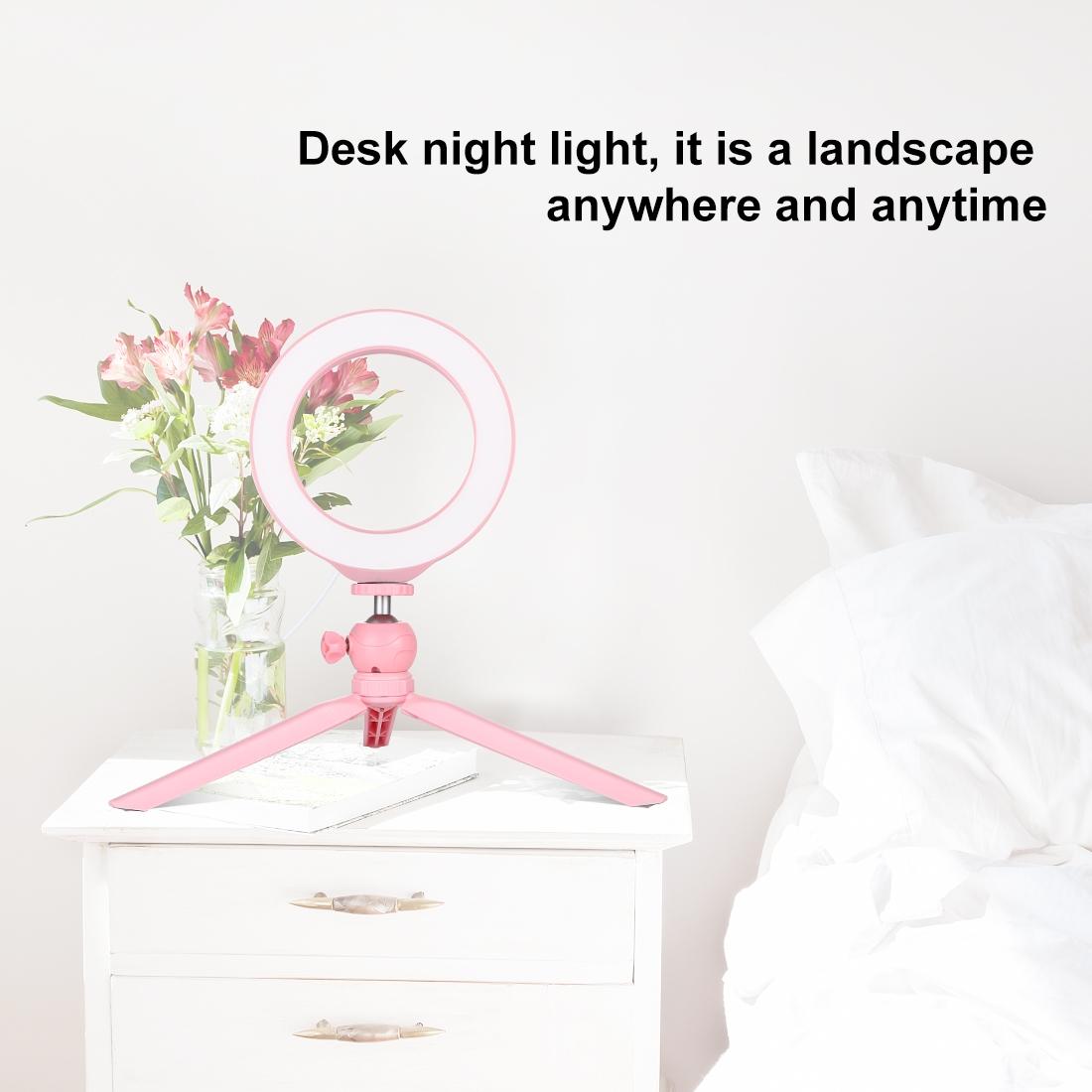 6.2 Led Ring Light With Usb 3 Modes Dimmable Cold Shoe Tripod Mount - Pink-1915196538020302857