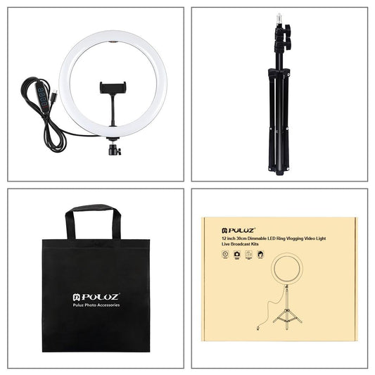 11.8 Led Ring Light With Tripod And Phone Clamp - 3 Modes Dual Colour Temperature Curved Surface - Black-1915196495787855874