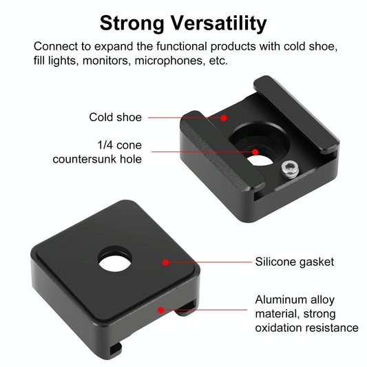 Aluminum Cold Shoe Mount For Microphone Or Flash Light - Black-1915196486765907970