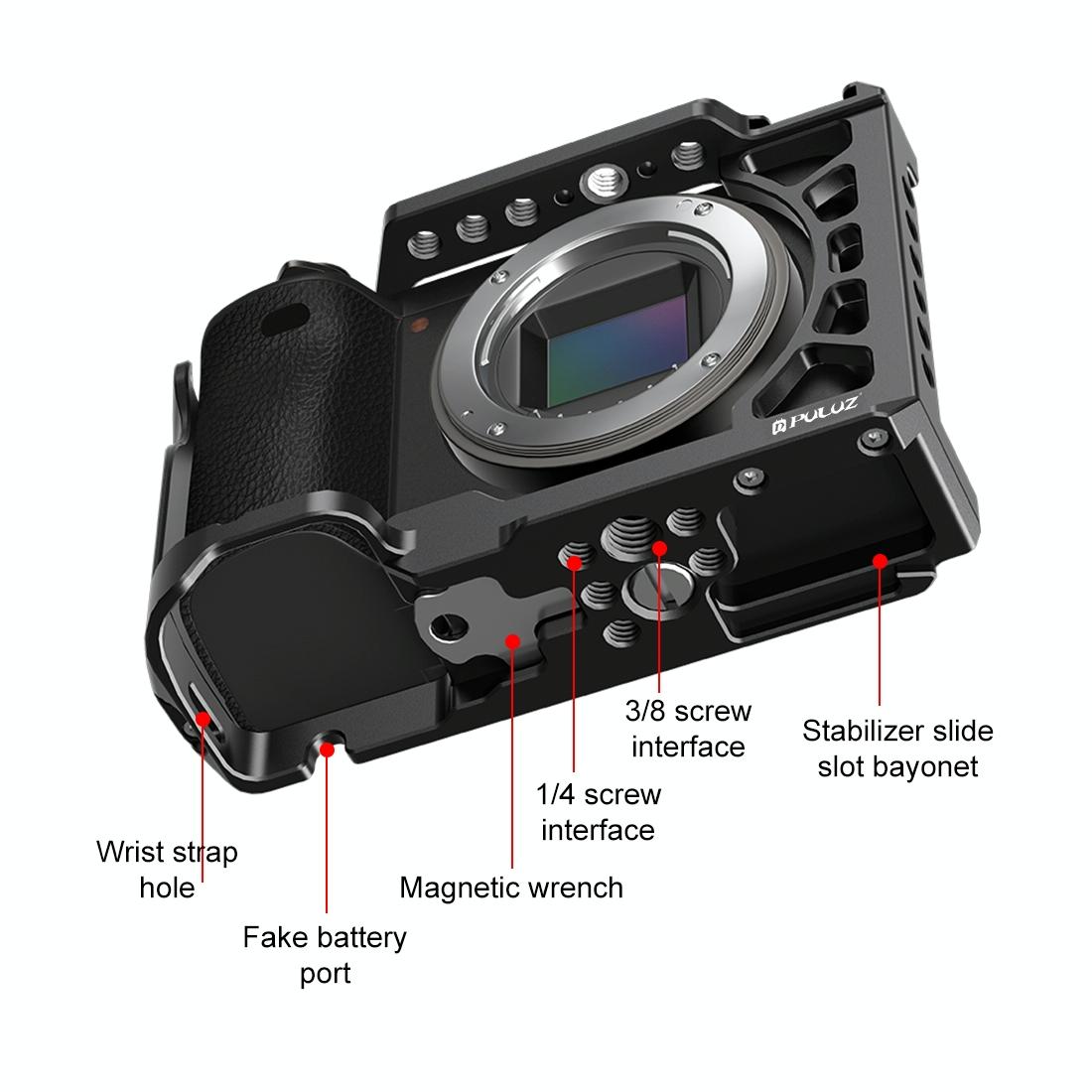 Metal Camera Cage For Sony A6500 / A6400 / A6300 / A6000 - Stabilizer Rig Black-1915196671743102980