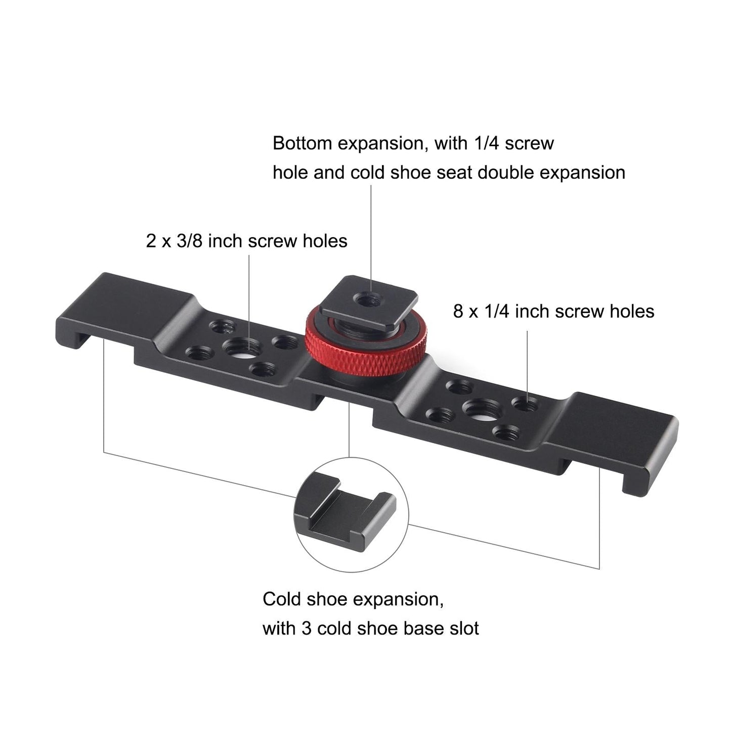 Triple Cold Shoe Bracket Mount - Black-1915196731570655234