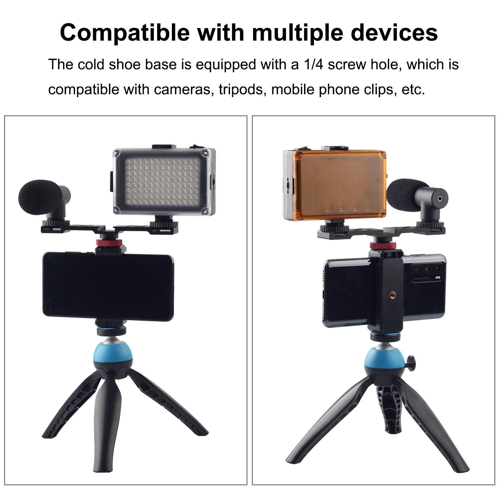 Triple Cold Shoe Bracket Mount - Black-1915196731570655236