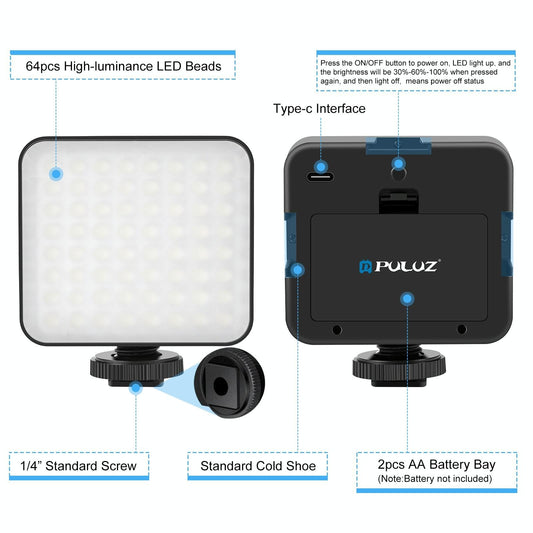 5W 64Led Fill Light For Camera / Camcorder - Black-1915196501987037186