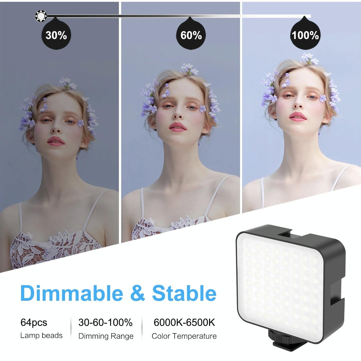 5W 64Led Fill Light For Camera / Camcorder - Black-1915196501987037187