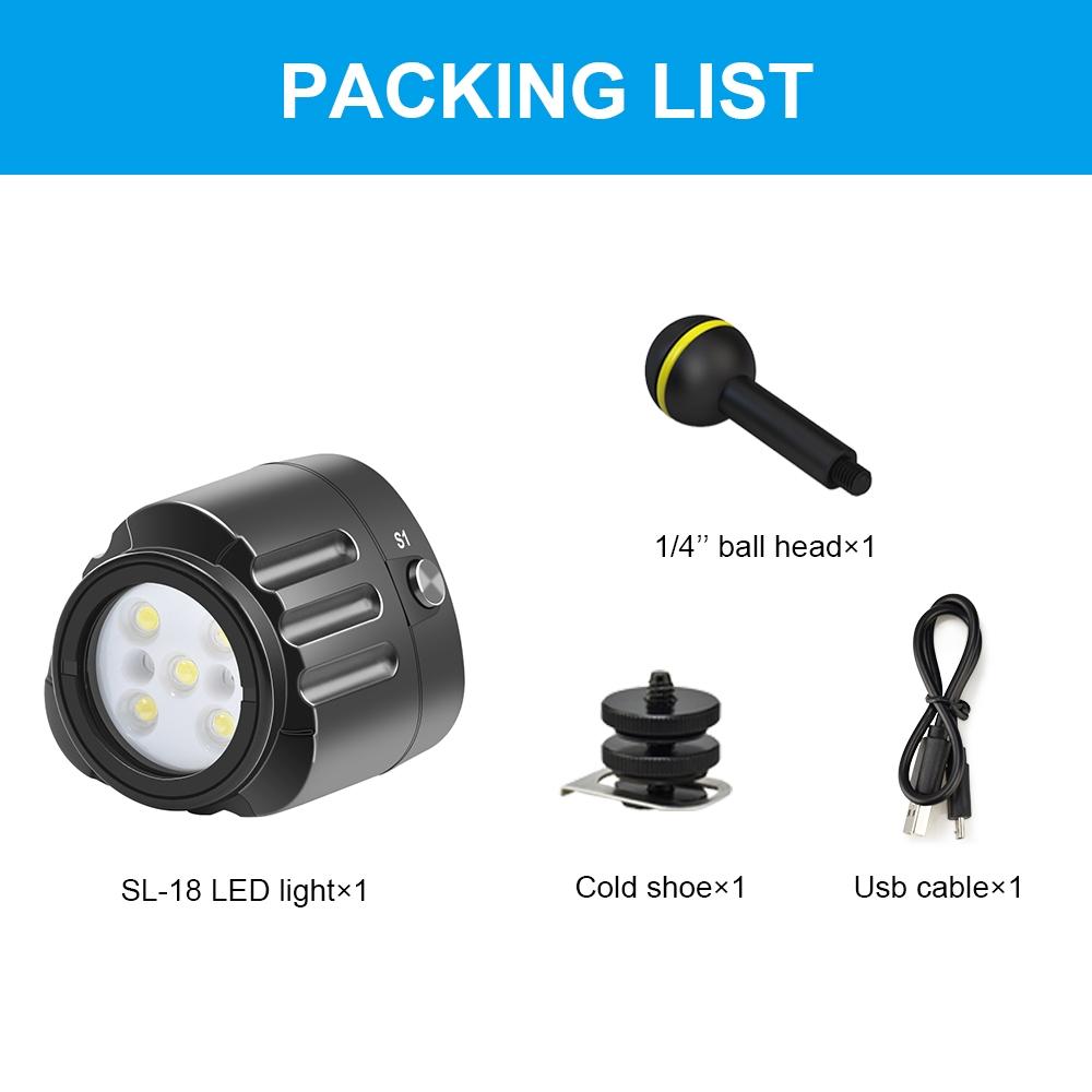 1000Lm Diving Light For Gopro Hero - 40M Underwater Photography Fill Light-1915196722892640262