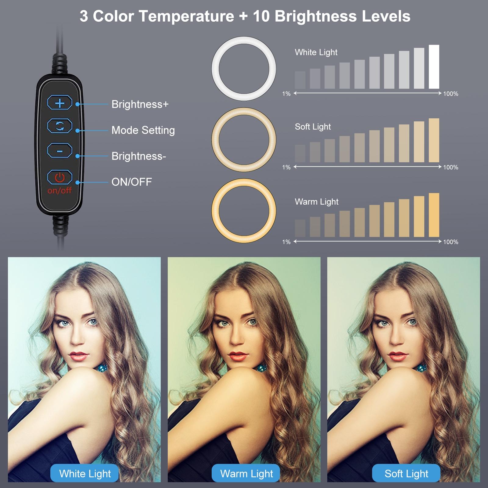 Usb Ring Selfie Light With Dual Colour Temperature And 3 Modes - 4.7 Inch-1915196801590366211