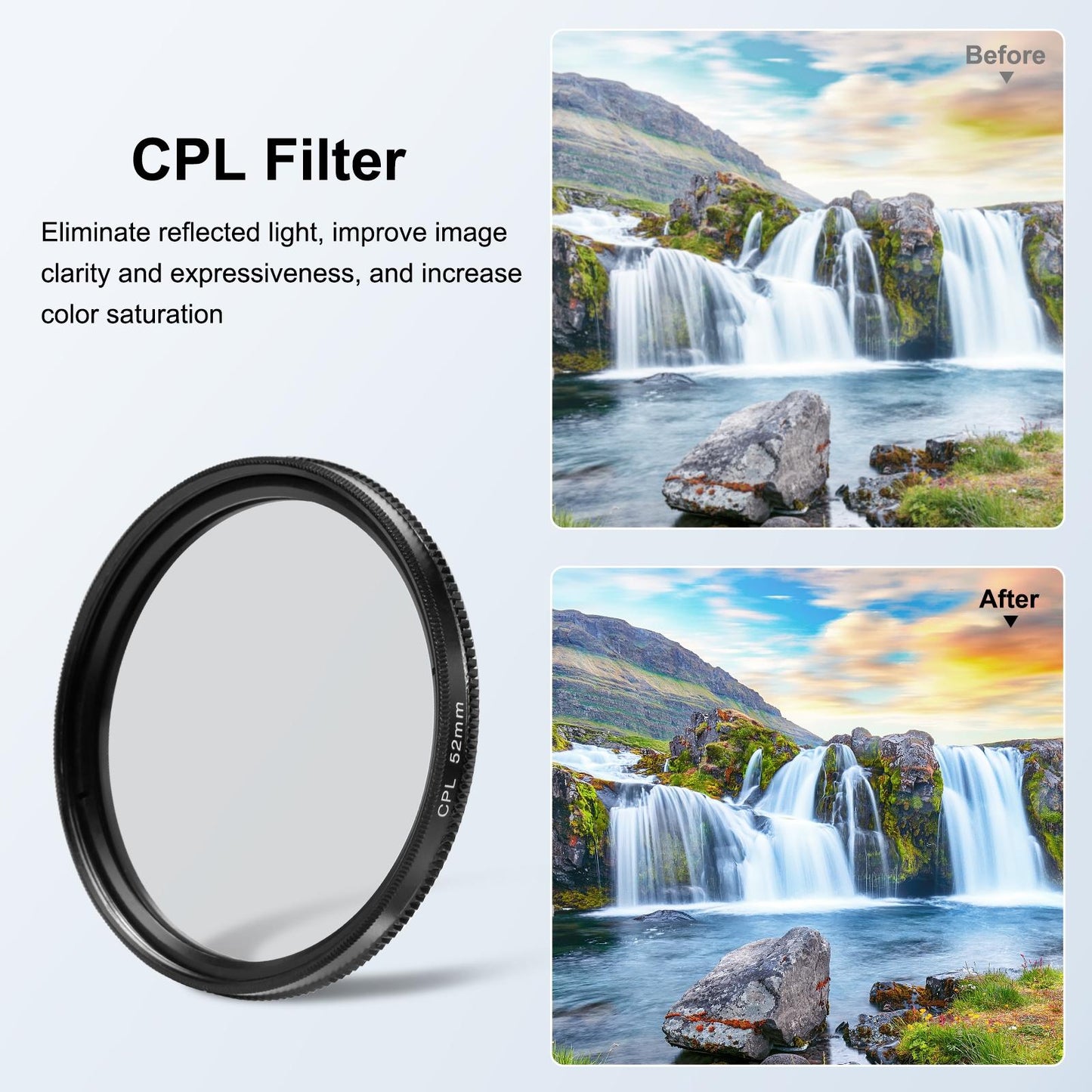 52Mm Cpl Uv Lens Filter + Adapter Ring For Gopro Hero12-1915196789498187780