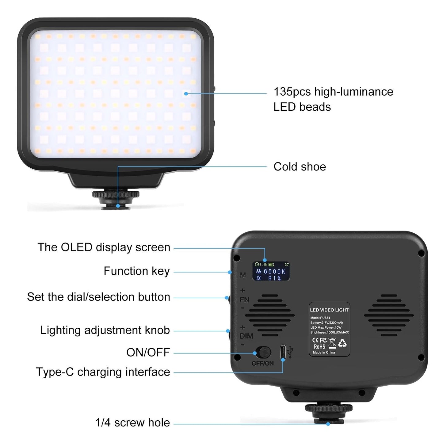 Handheld On-Camera Led Light With 2500-9900K & Rgb Fill For Photography-1915197559790505986