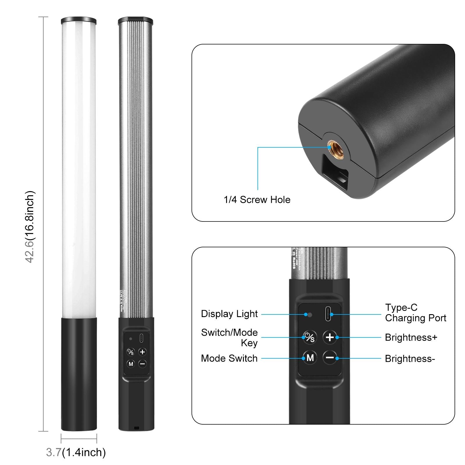 Handheld Rgb Beauty Fill Light - Metal Body 2500-9000K-1915197683195318273