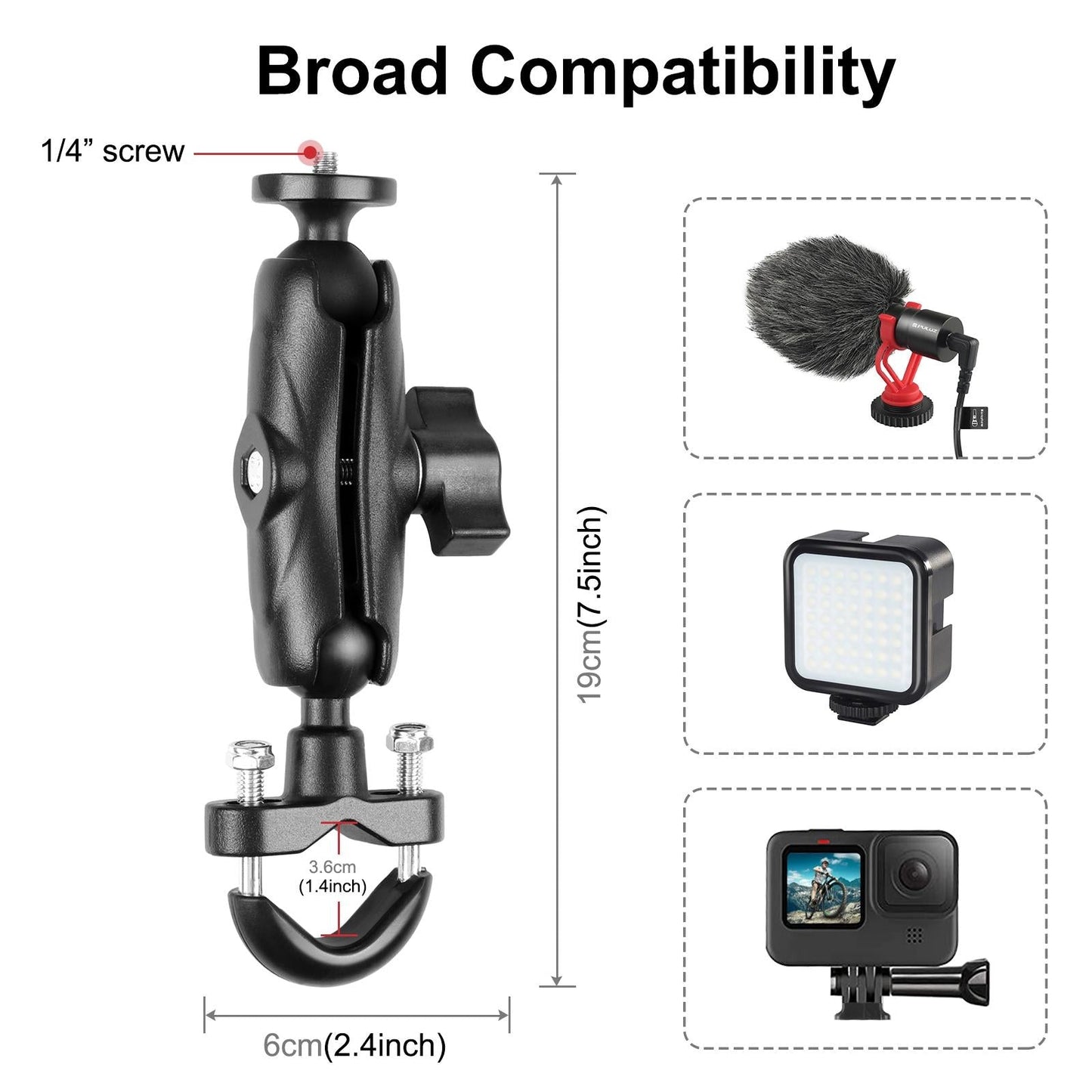 Motorcycle Handlebar Fixed Mount U Bolt Base Holder For Gopro And Other Action Cameras-1915196694312652801