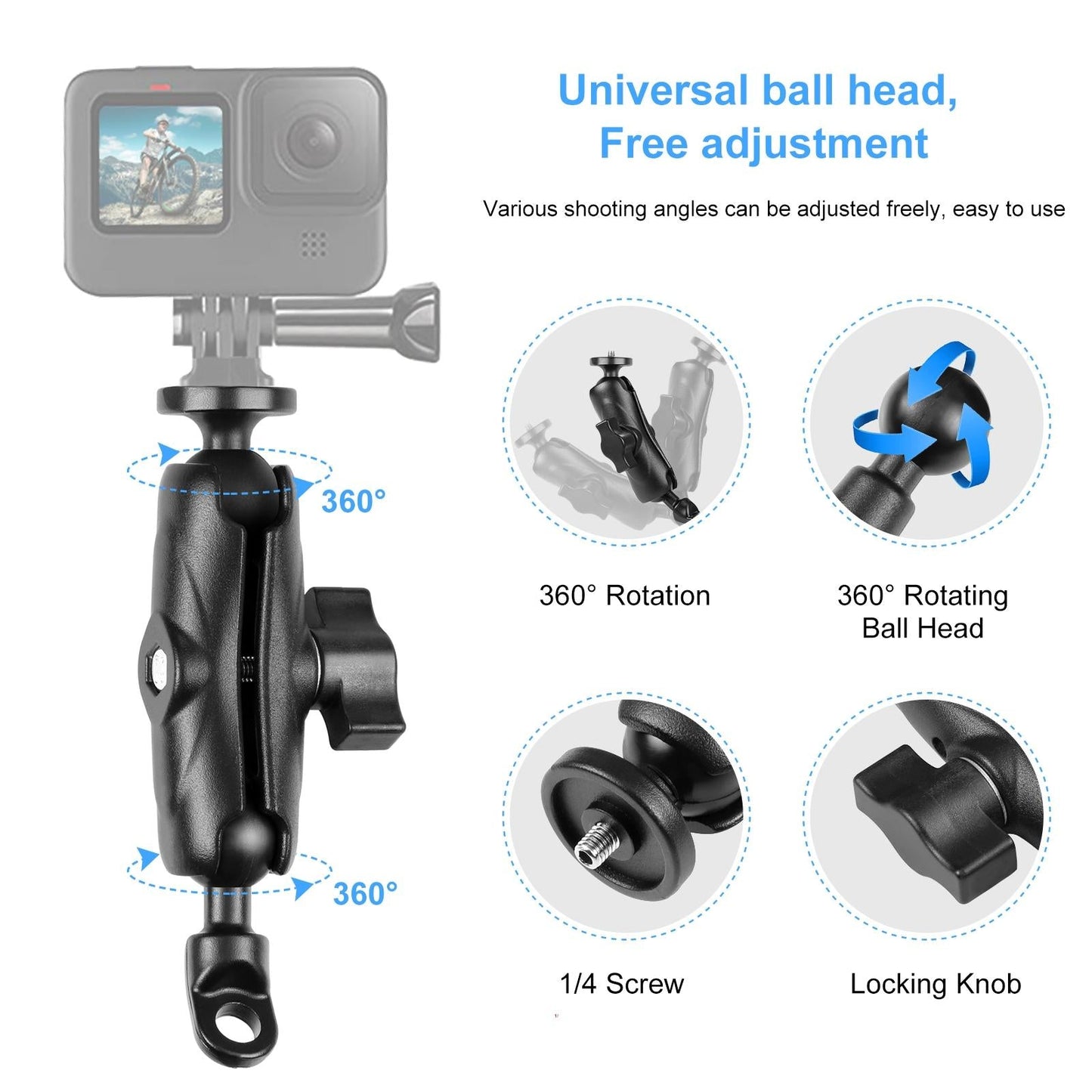 Universal Motorcycle Camera Mount For Gopro And Action Cams-1915196713044414467
