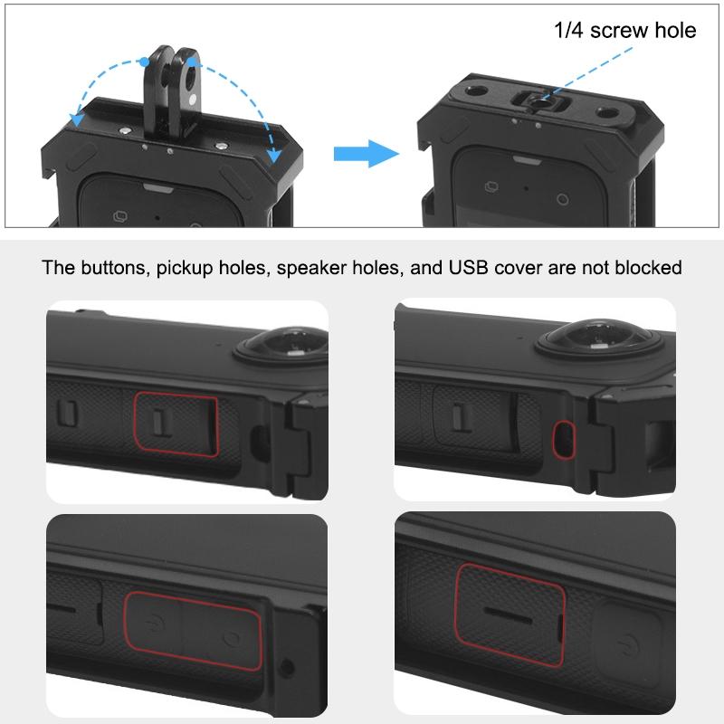 Metal Protective Cage For Insta360 X3 With Cold Shoe And Tripod Adapter-1915196762814025731